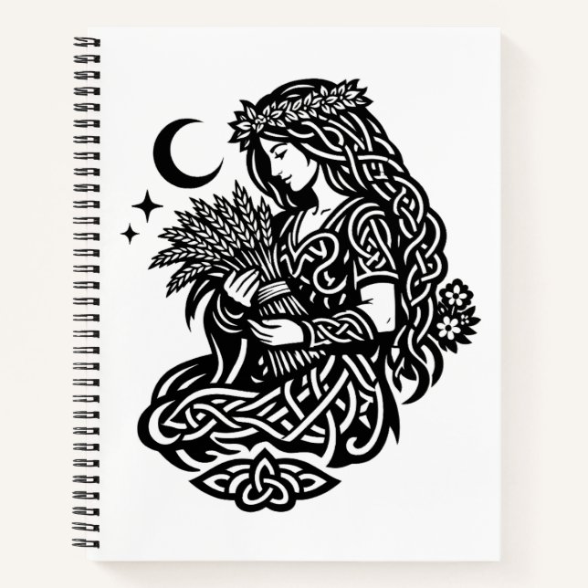 Virgo Maiden Sigil — Earthbound Zodiac Inkwork Notebook (Front)