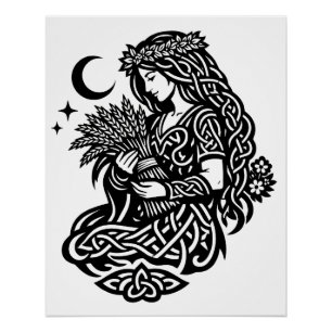 Virgo Maiden Sigil — Earthbound Zodiac Inkwork Poster