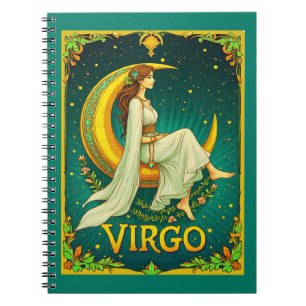 Virgo Maiden Sitting on Crescent Moon Notebook