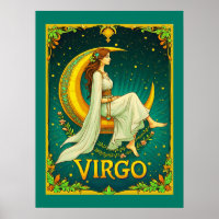 Virgo Maiden Sitting on Crescent Moon