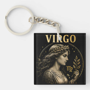 Virgo Maiden Symbol Modern Astrology Birthday Gift Key Ring