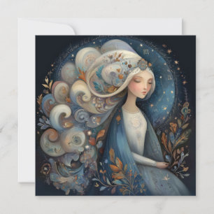 Virgo Maiden Zodiac Astrology Mystical Birthday Card