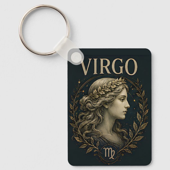 Virgo Maiden Zodiac Celestial Astrology Symbol Key Ring (Front)