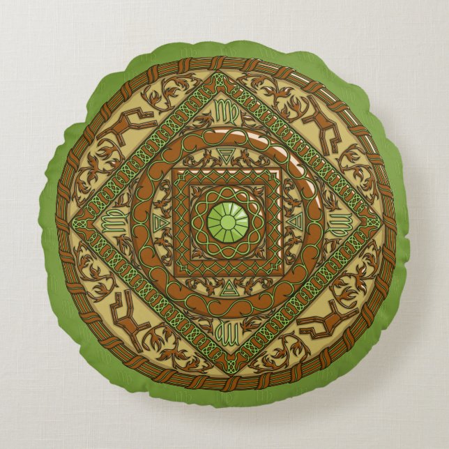 Virgo Mandala Round Pillow (Front)