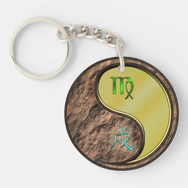 Virgo & Metal Dog Key Ring (Front)