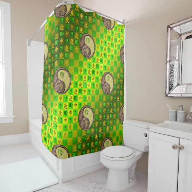 Virgo & Metal Monkey Shower Curtain (In Situ)