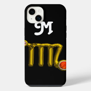 VIRGO ORANGE AGATE GOLD ZODIAC SIGN JEWEL MONOGRAM iPhone 14 PLUS CASE