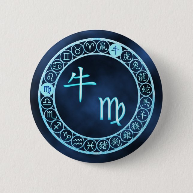 Virgo/Ox 6 Cm Round Badge (Front)