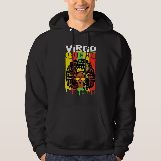 Virgo Queen Zodiac Afro Hair Style Blessed Classy  Hoodie (Front)