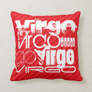 Virgo; Scarlet Red Stripes Cushion