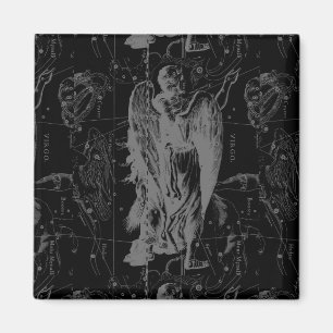 Virgo Sign Constellation Hevelius Black Decor Magnet