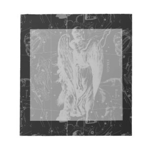 Virgo Sign Constellation Hevelius Black Decor Notepad