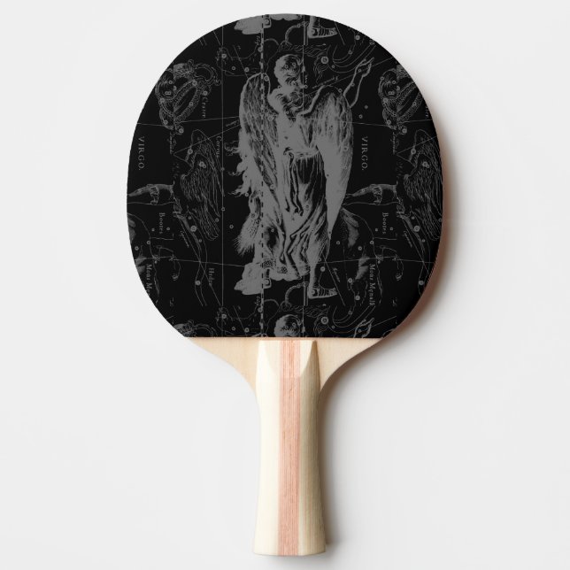 Virgo Sign Constellation Hevelius Black Decor Ping Pong Paddle (Front)
