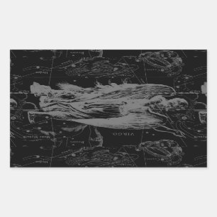 Virgo Sign Constellation Hevelius Black Decor Rectangular Sticker