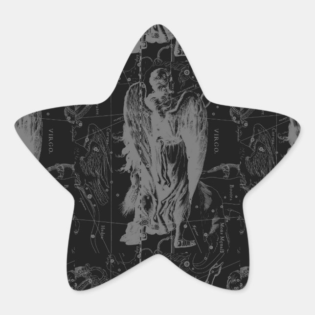 Virgo Sign Constellation Hevelius Black Decor Star Sticker (Front)