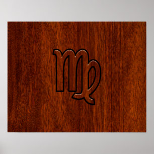 Virgo Sign in Mahogany wood style