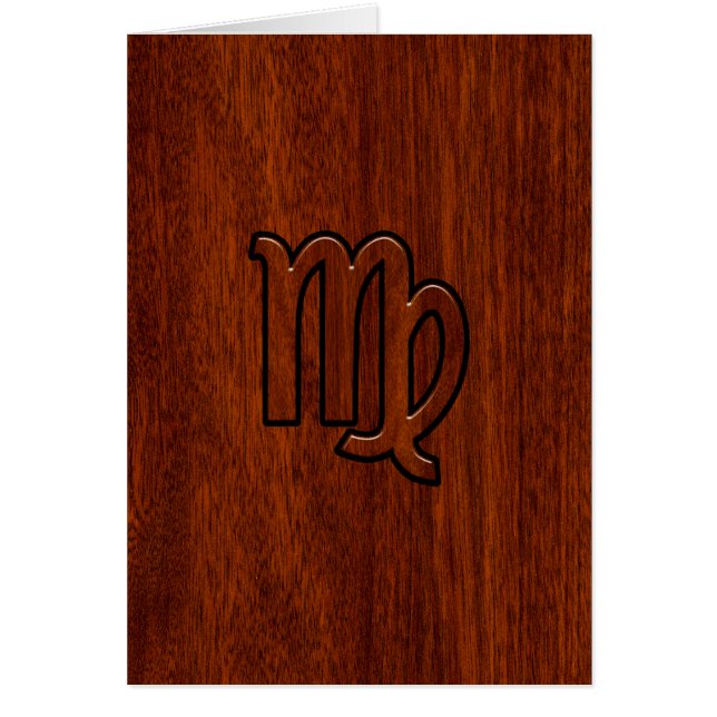 Virgo Sign in Mahogany wood style (Front)