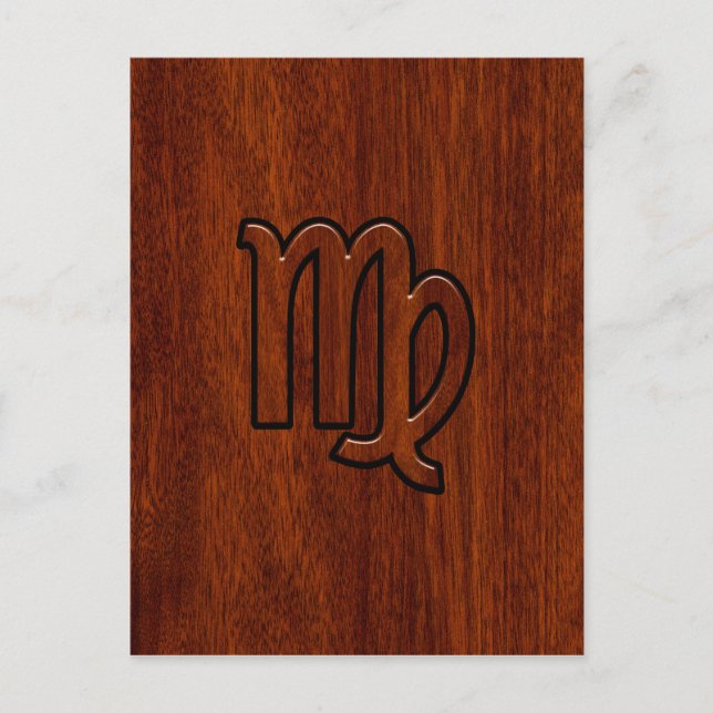 Virgo Sign in Mahogany wood style Postcard (Front)