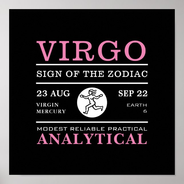 Virgo Sign of the Zodiac, Astrological Poster (Front)