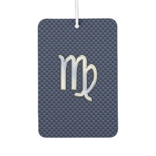 Virgo Sign on Blue Carbon Fibre Print Style Car Air Freshener
