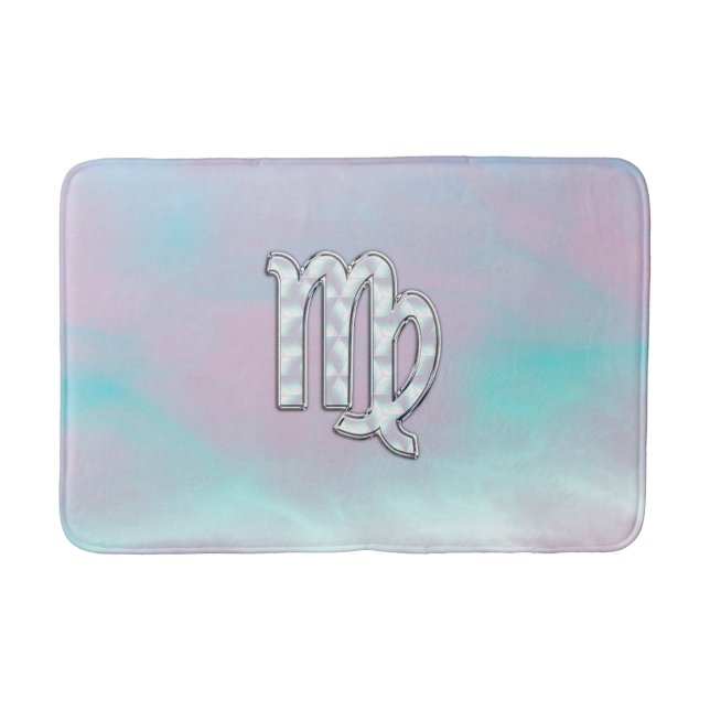 Virgo Sign on Pastels Mother of Pearl Style Print Bath Mat (Front)