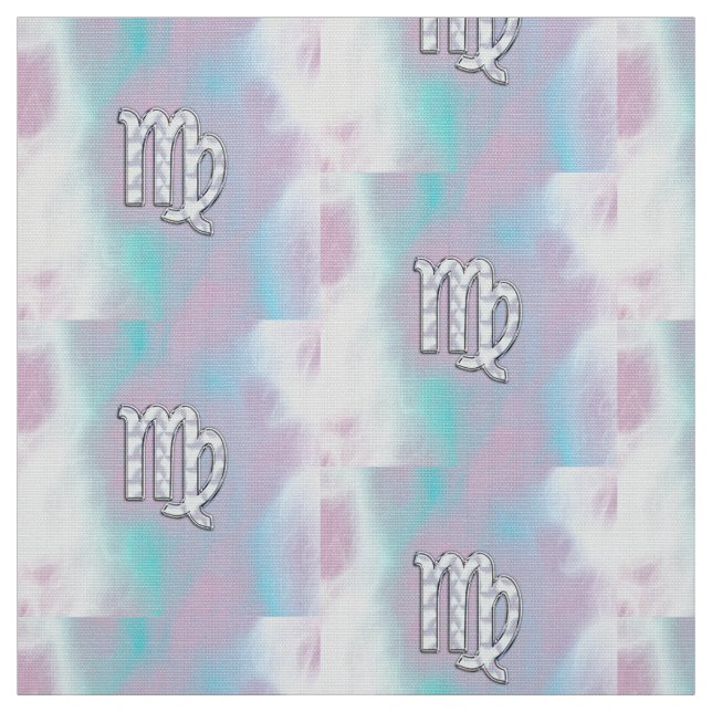 Virgo Sign on Pastels Mother of Pearl Style Print Fabric (Swatch)