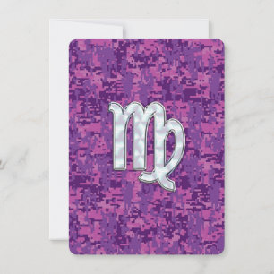 Virgo Sign on Pink Fuchsia Digital Camouflage