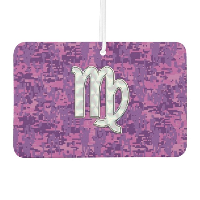 Virgo Sign Pink Fuchsia Digital Camouflage Style Car Air Freshener (Front)
