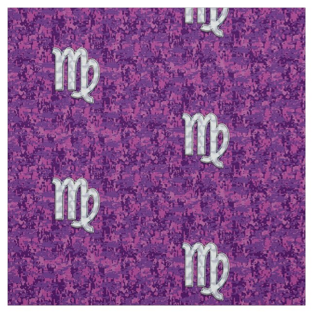 Virgo Sign Pink Fuchsia Digital Camouflage Style Fabric (Swatch)