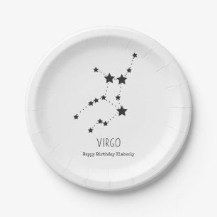 Virgo Star Pattern Birthday Paper Plate