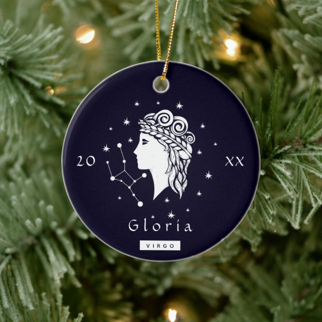 Virgo Symbol Zodiac Birthday Star Sign Name Year   Ceramic Tree Decoration (Tree)
