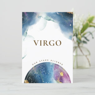 Virgo Table Number Sign Celestial Watercolor Card