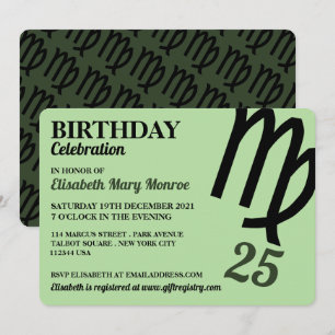 Virgo, The Maiden, Zodiac Star Sign, Birthday Invitation