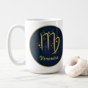 Virgo the Maiden zodiac symbol gold personalised Coffee Mug