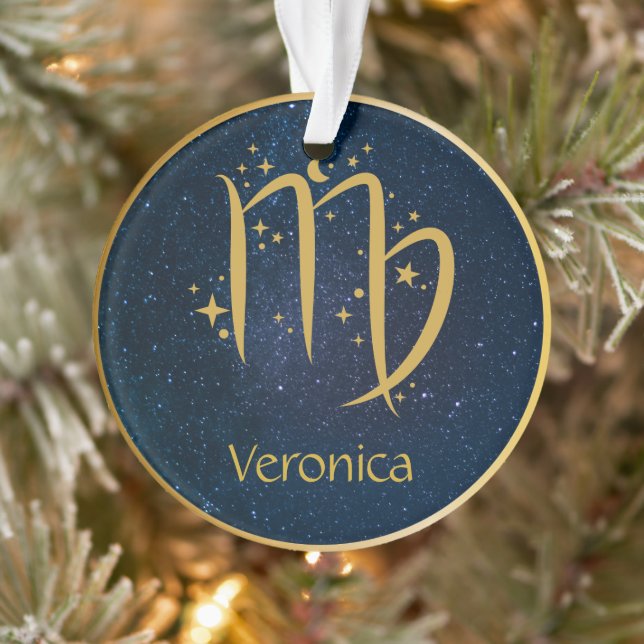 Virgo the Maiden zodiac symbol gold personalised Ornament (Tree)