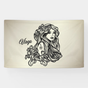Virgo The Virgin Zodiac Golden Banner