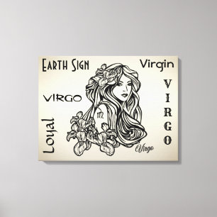 Virgo The Virgin Zodiac Golden Canvas Print