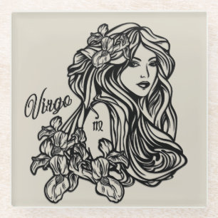 Virgo The Virgin Zodiac Golden Glass Coaster