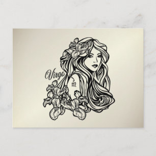 Virgo The Virgin Zodiac Golden Postcard