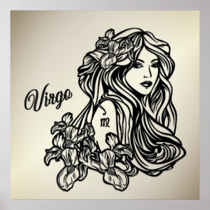 Virgo The Virgin Zodiac Golden Poster
