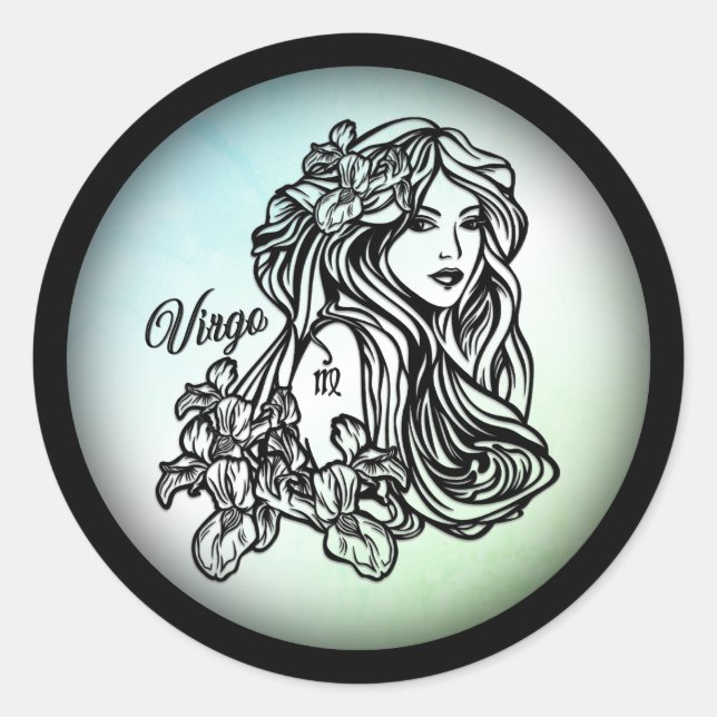 Virgo The Virgin Zodiac Green Classic Round Sticker (Front)