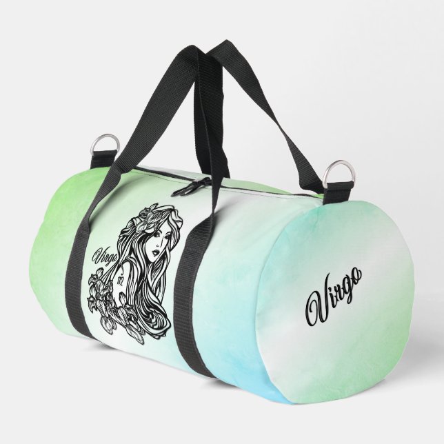 Virgo The Virgin Zodiac Greenery  Duffle Bag (Left Corner)