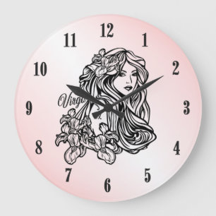 Virgo The Virgin Zodiac Pink Clock