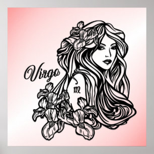 Virgo The Virgin Zodiac Pink Poster