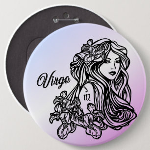 Virgo The Virgin Zodiac Purple 6 Cm Round Badge