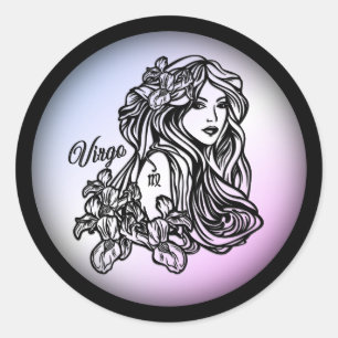 Virgo The Virgin Zodiac Purple Classic Round Sticker