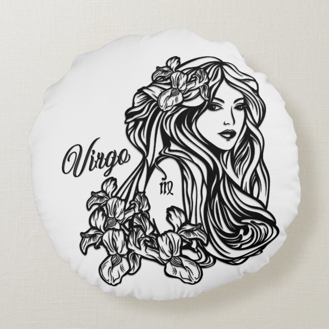 Virgo The Virgin Zodiac Round Cushion (Back)