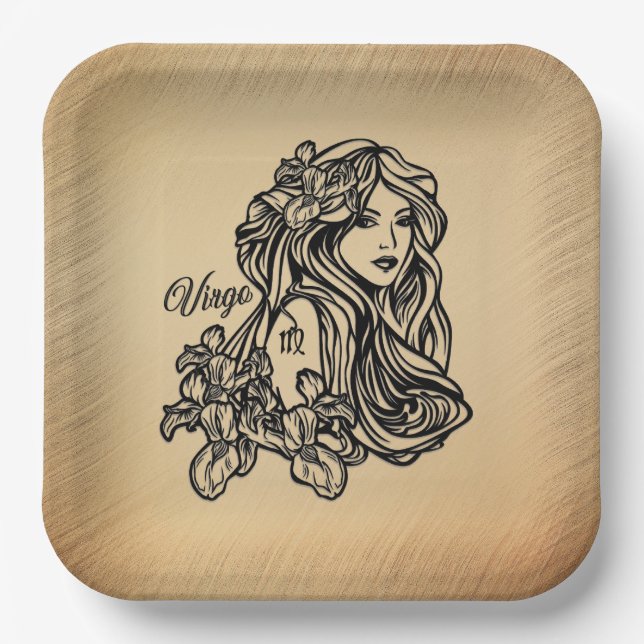 Virgo The Virgin Zodiac Rustic Paper Plates (Front)