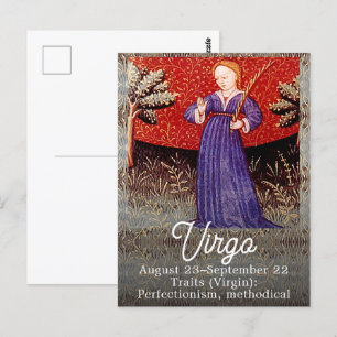 Virgo the Virgin Zodiac Sign Birthday Party Postcard