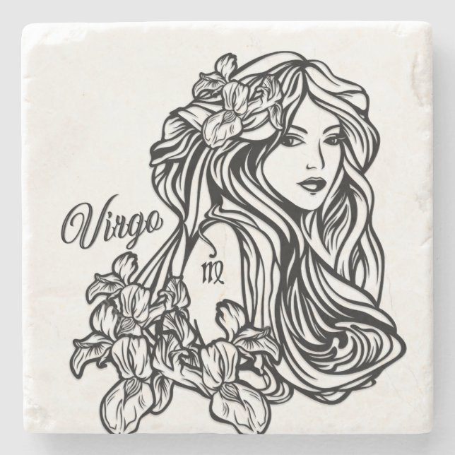 Virgo The Virgin Zodiac Stone Coaster (Front)